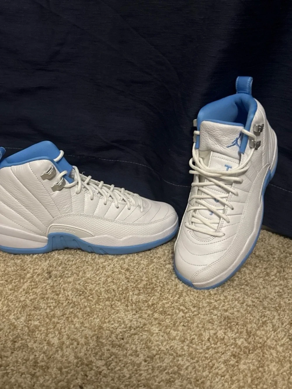 Jordan White and Light Blue High-Top Sneakers